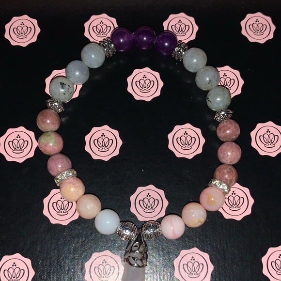 🪬2/$25🪬 New “Ultimate Healer” SS Rose Quartz Point & 8mm Rhodonite Bracelet - Picture 8 of 16